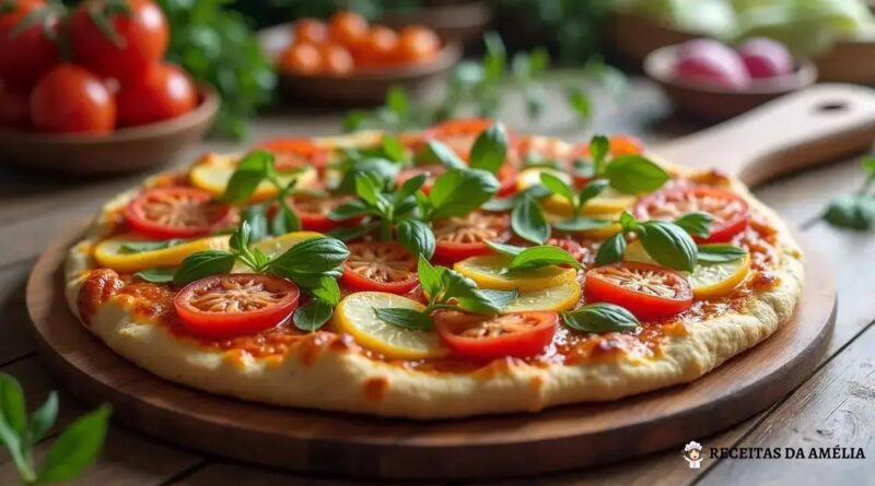 Pizza vegana com base de grão-de-bico: descubra essa deliciosa receita