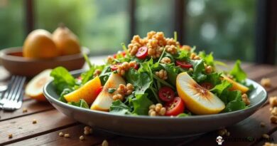 Salada de Folhas com Nozes e Pera Caramelizada: Uma Delícia Refrescante!