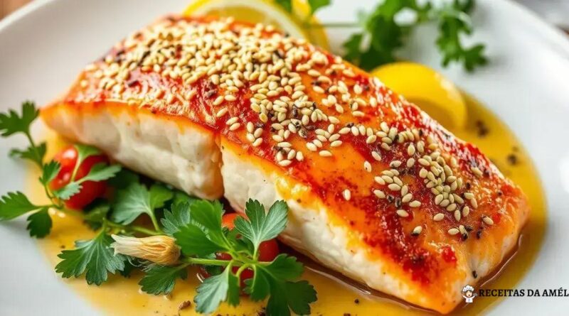 Salmão assado com crosta de gergelim: uma receita deliciosa e inovadora